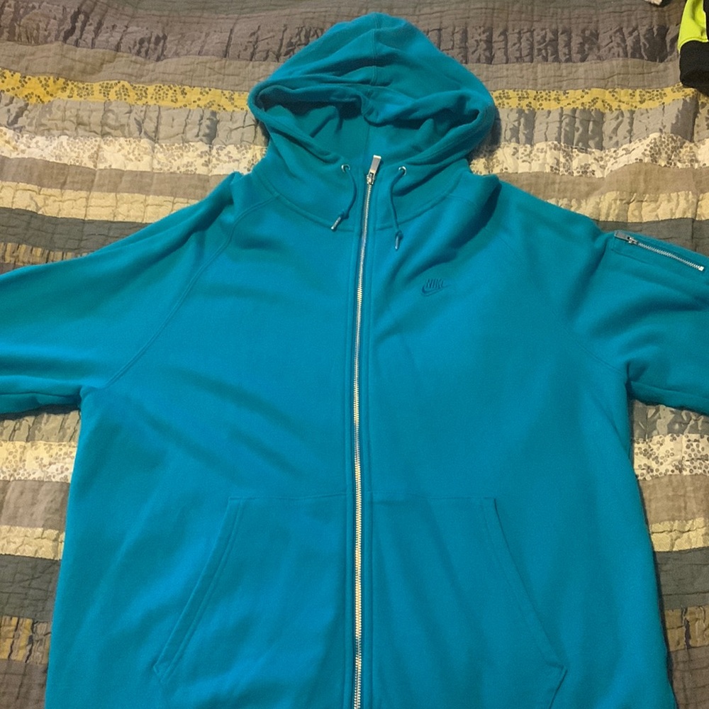 Mens Nike turquoise zip up hoodie
